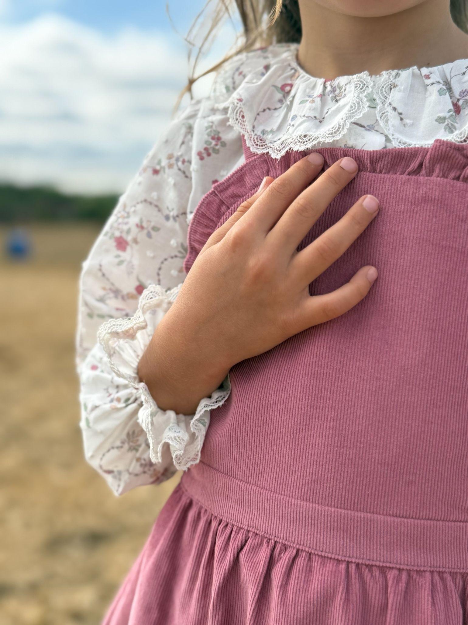 Dark Pink Alexa Corduroy Girl Pinafore Skirt
