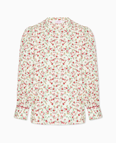 Ivory Floral Livia Womens Long Sleeve Shirt