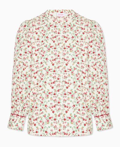 Ivory Floral Livia Womens Long Sleeve Shirt