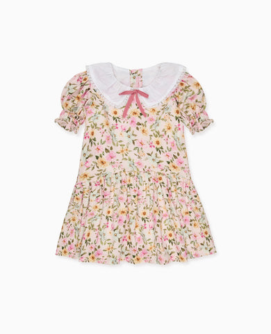 Light Pink Floral Izara Girl Drop Waist Dress