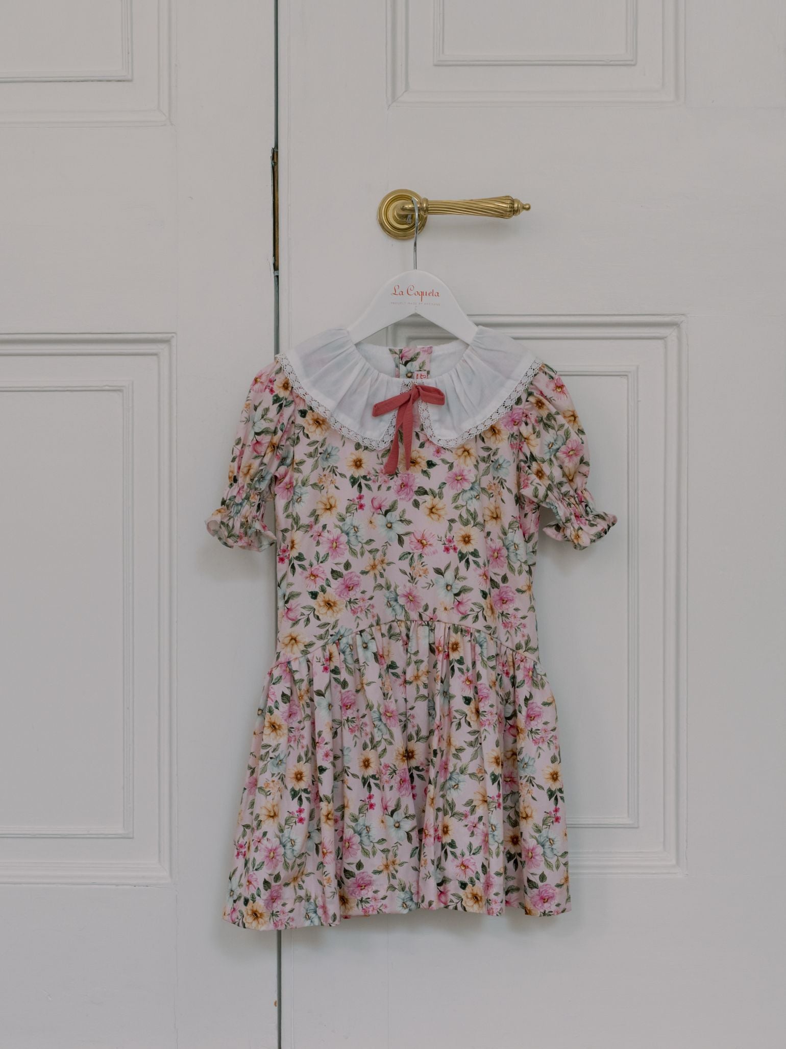 Light Pink Floral Izara Girl Drop Waist Dress