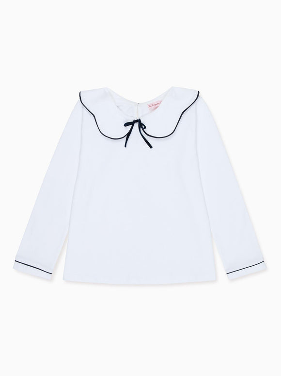 White & Navy Iziar Long Sleeve Girl Top