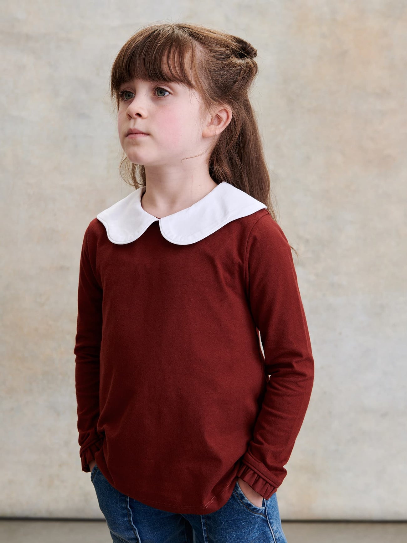 Burgundy Iziar Long Sleeve Girl Top