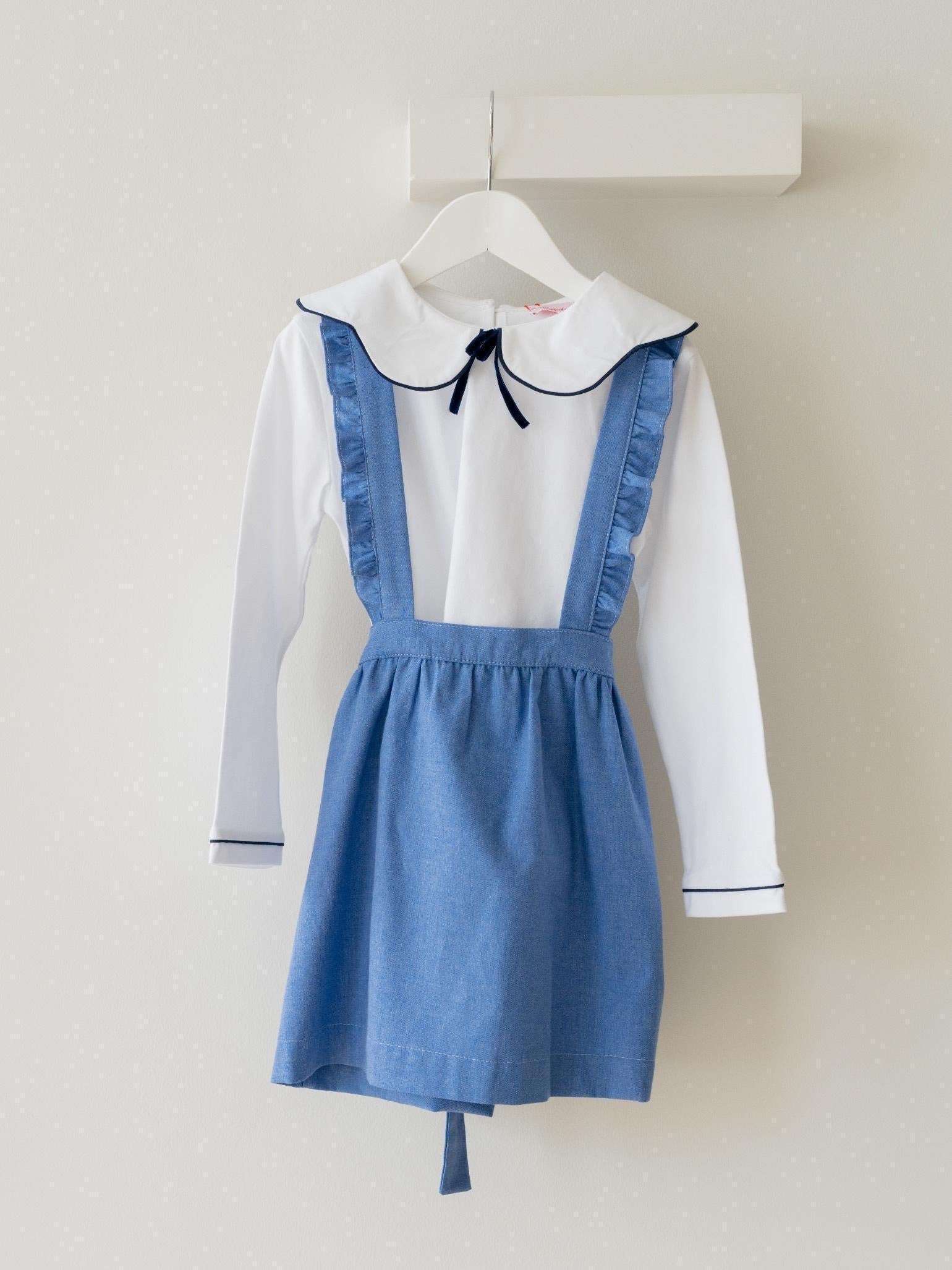 Dusty Blue Reina Girl Pinafore Skirt