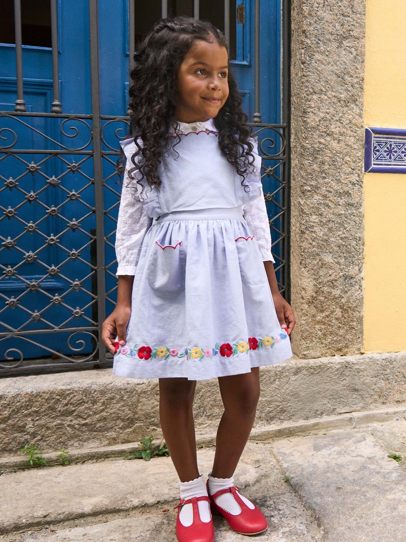 Light Blue Jana Girl Pinafore Skirt