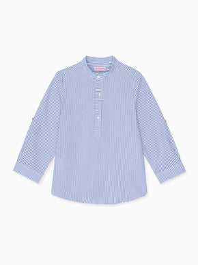 Light Blue Stripe Jazmin Linen Mix Boy Shirt