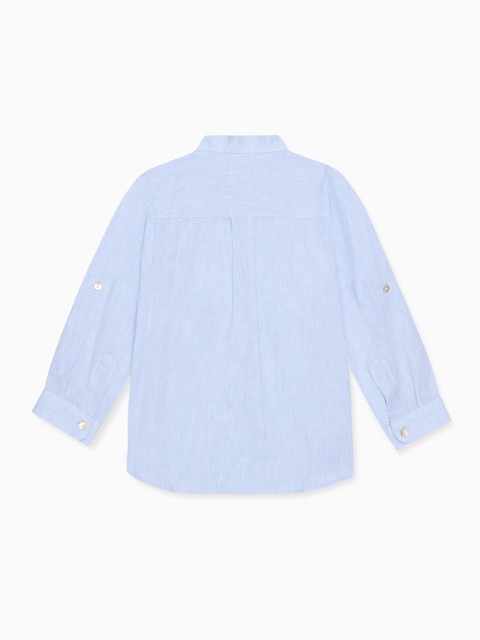 Light Blue Jazmin Linen Mix Long Sleeve Boy Shirt