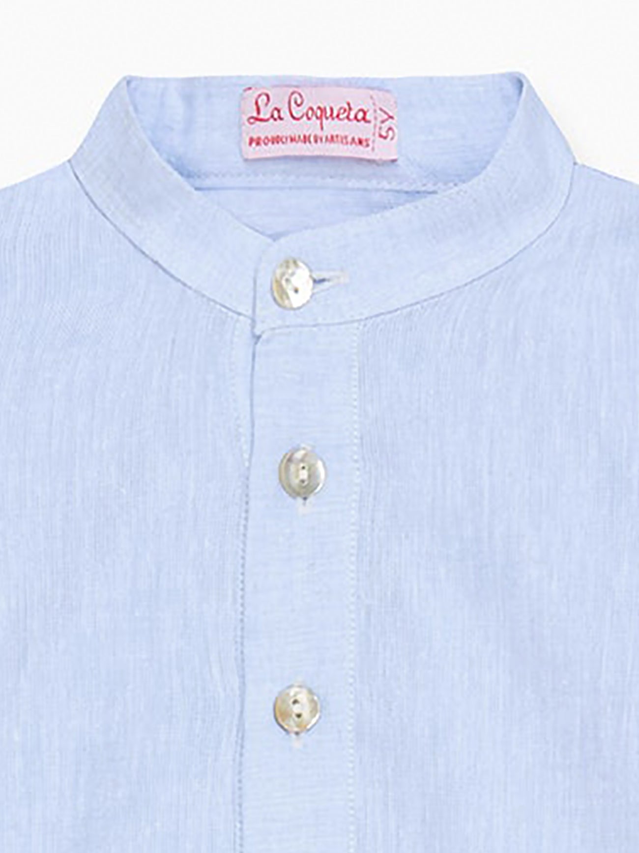 Light Blue Jazmin Linen Mix Long Sleeve Boy Shirt