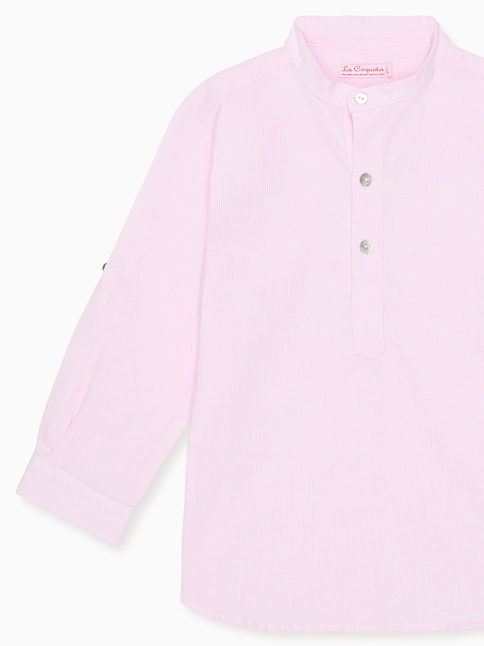 Dusty Pink Stripe Jazmin Linen Mix Long Sleeve Boy Shirt