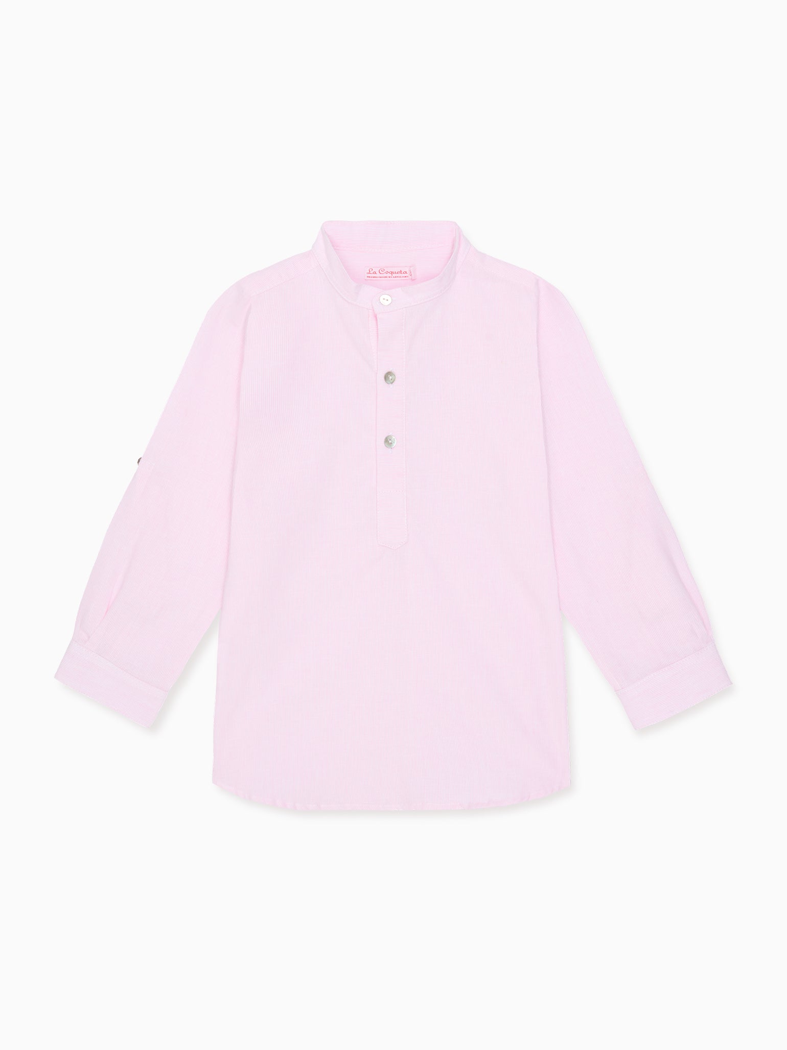 Dusty Pink Stripe Jazmin Linen Mix Long Sleeve Boy Shirt