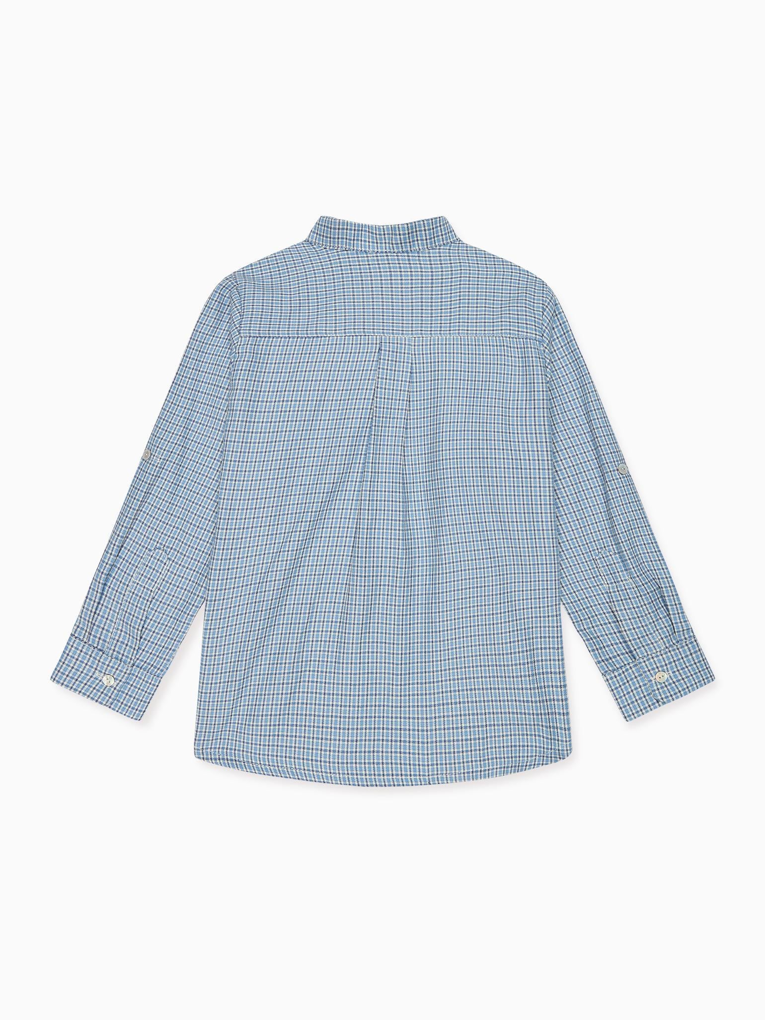 Dusty Blue Check Jazmin Long Sleeve Boy Shirt