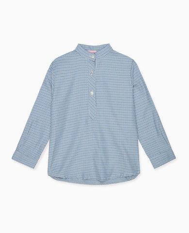 Dusty Blue Check Jazmin Long Sleeve Boy Shirt