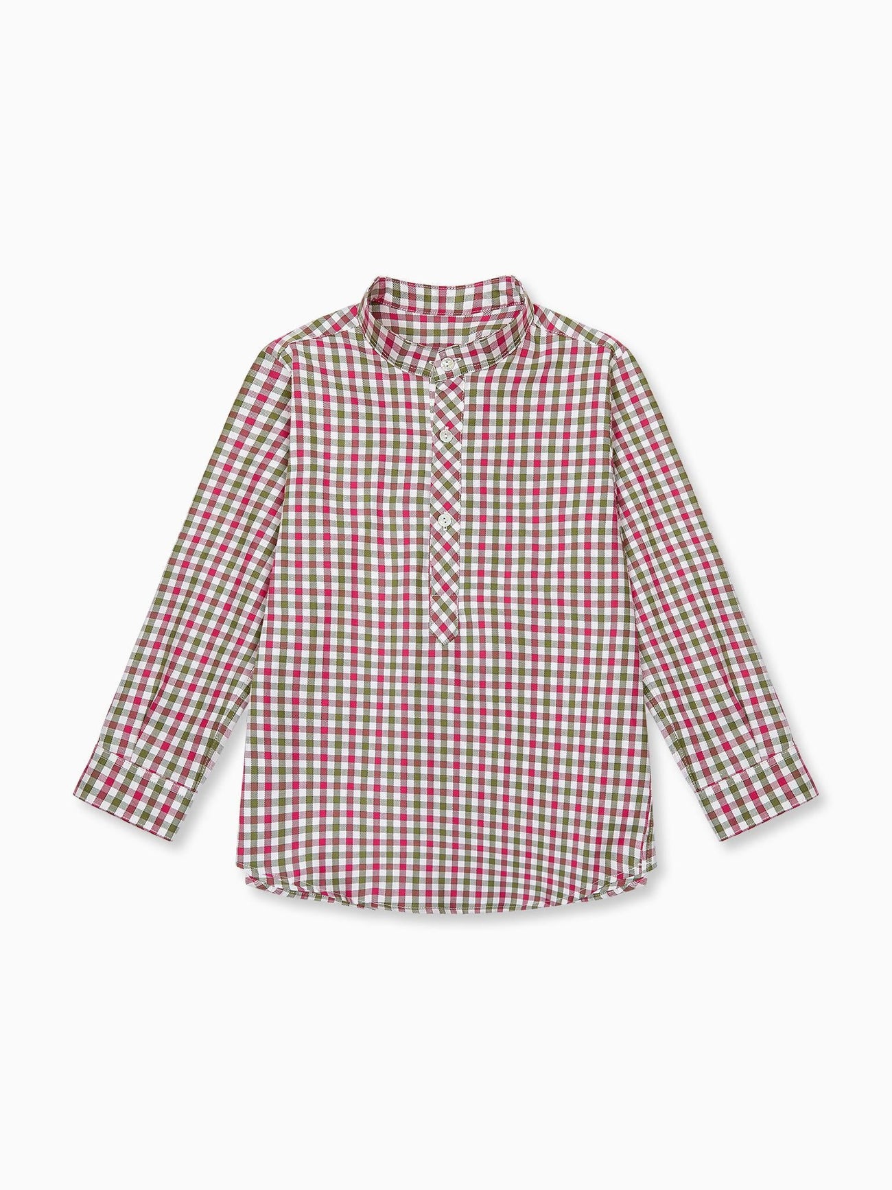 Green Check Jazmin Long Sleeve Boy Shirt