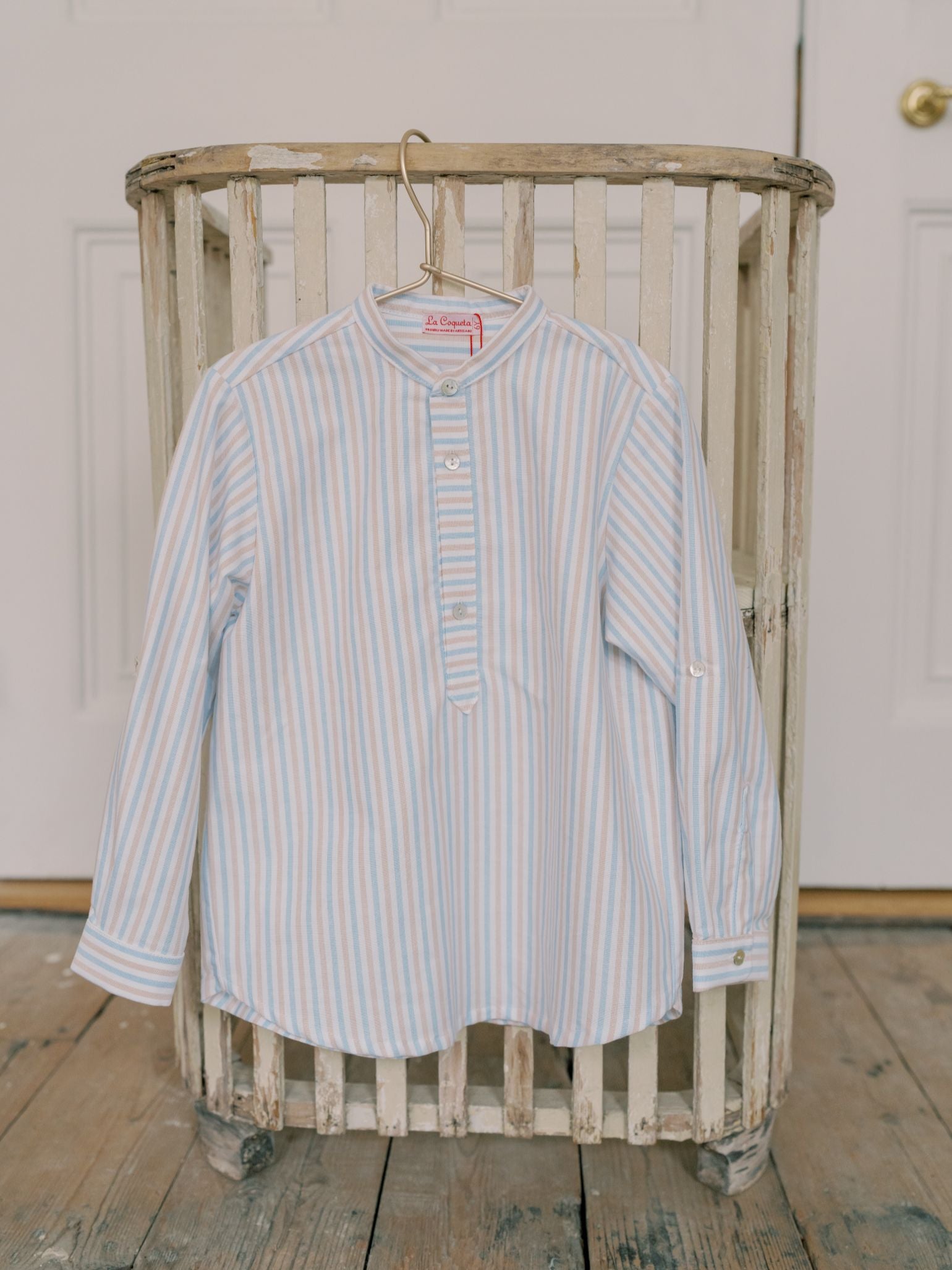 Caramel Stripe Jazmin Long Sleeve Boy Shirt