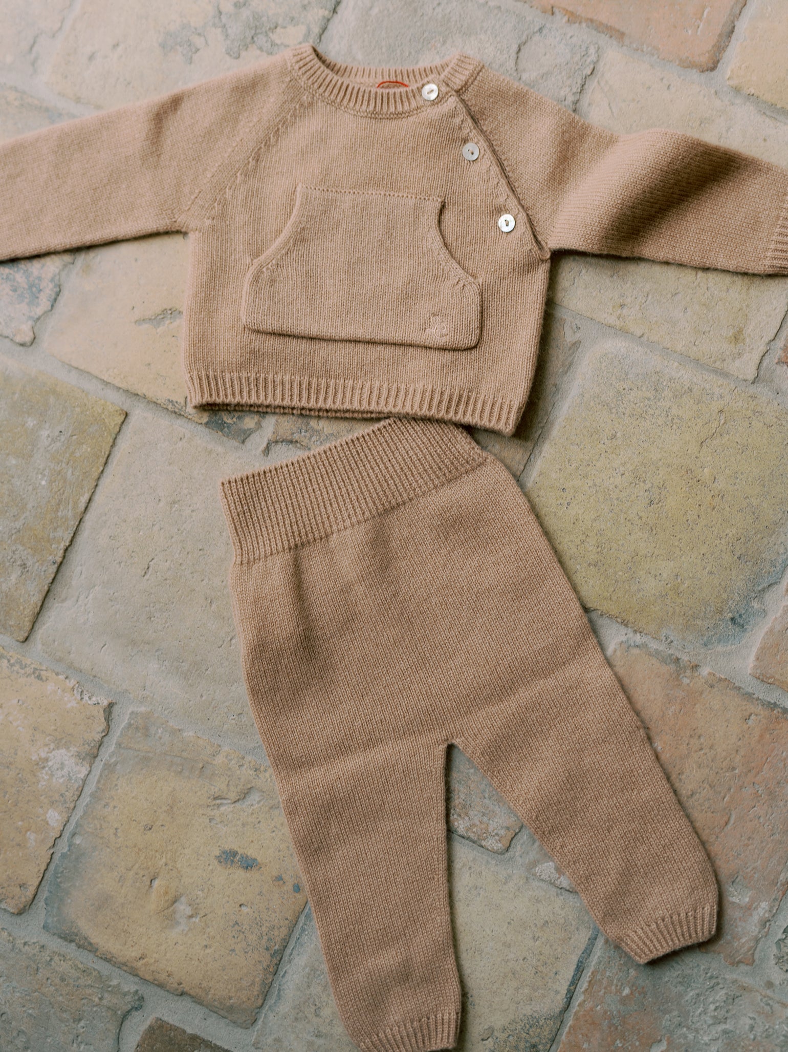 Camel Melange Juan Cashmere Baby Set