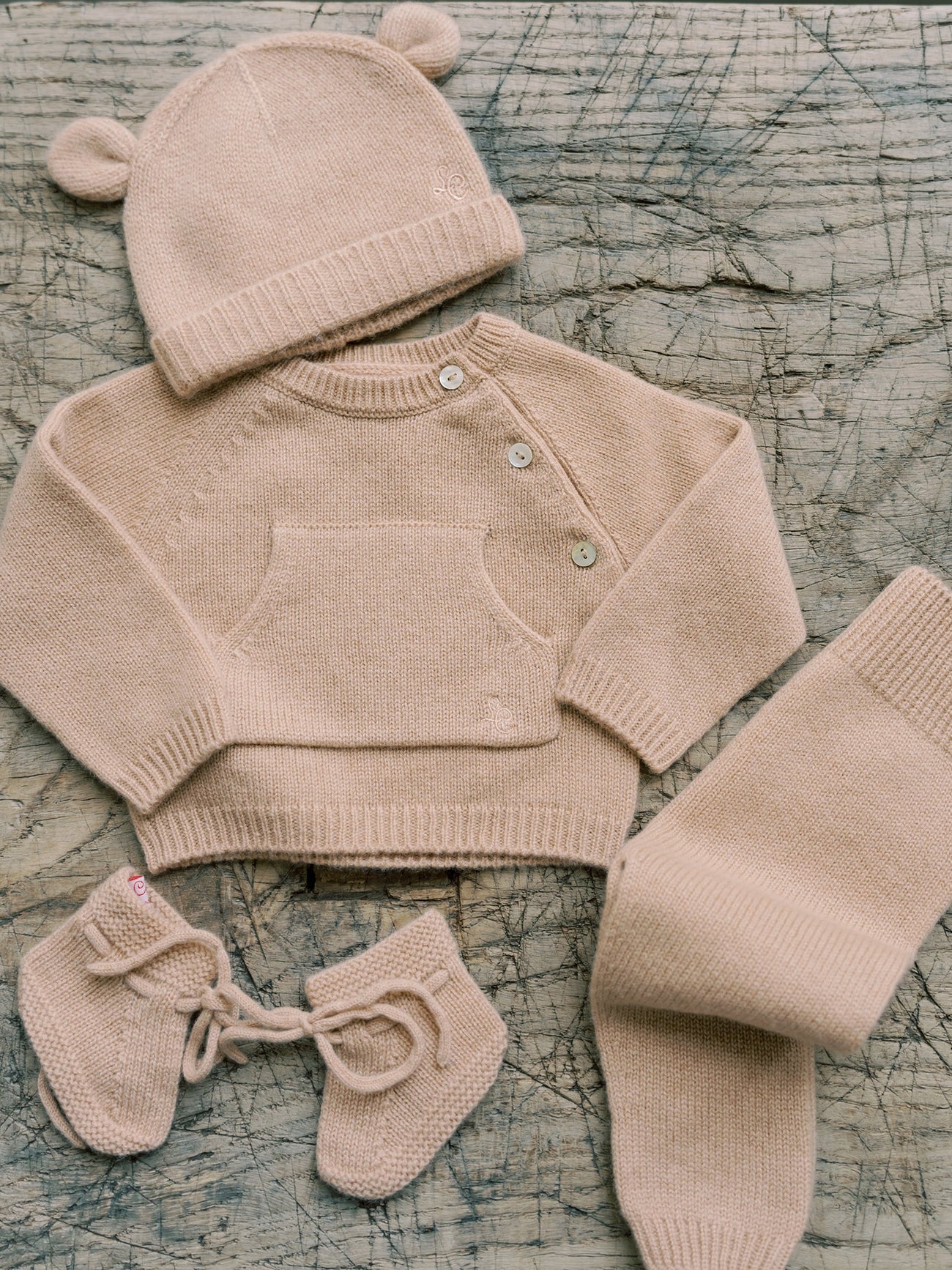 Camel Melange Juan Cashmere Baby Set