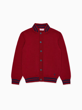 Burgundy Jules Merino Kids Cardigan