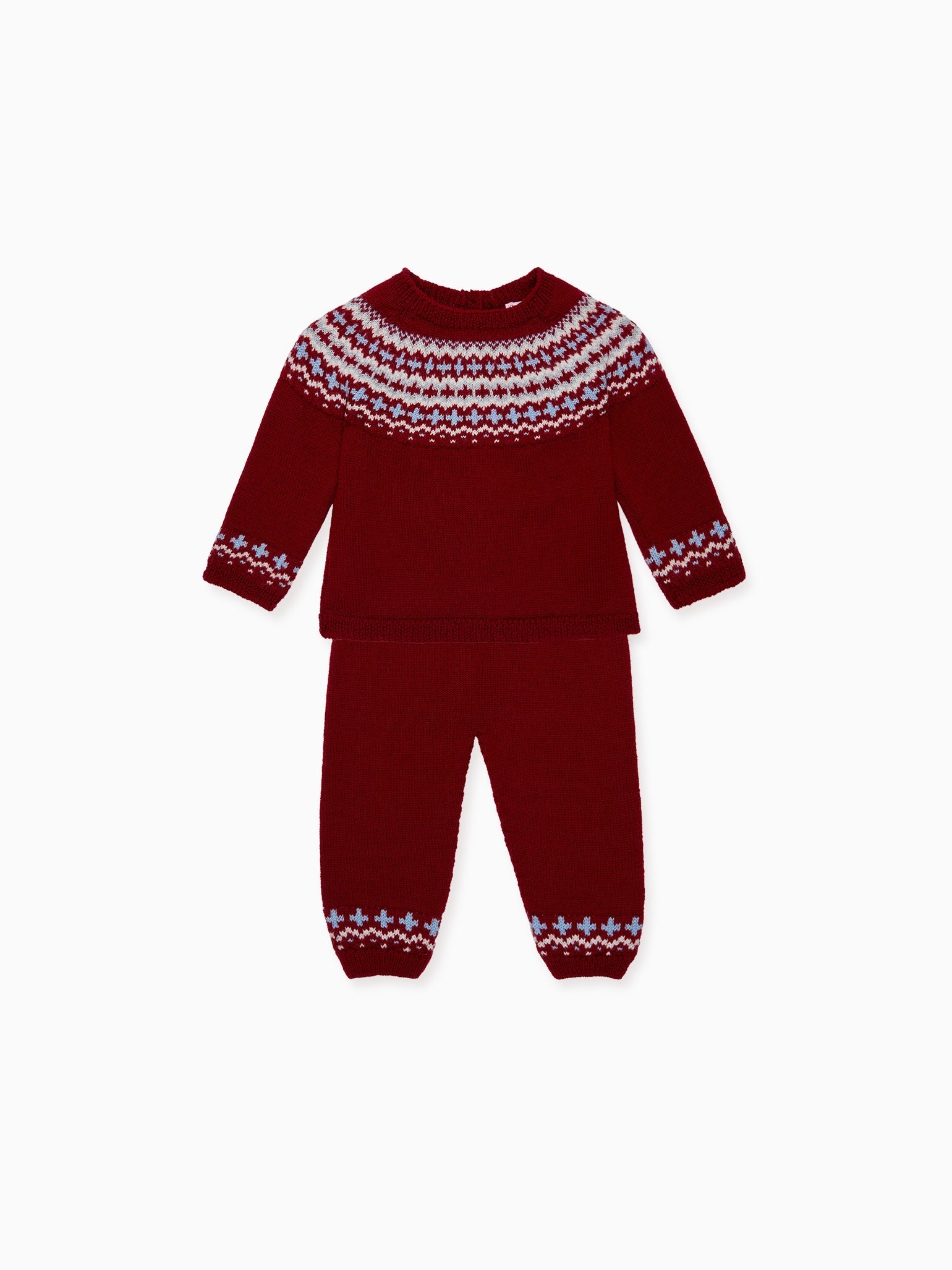 Burgundy Lyle Merino Fair Isle Baby Knitted Gift Box Set