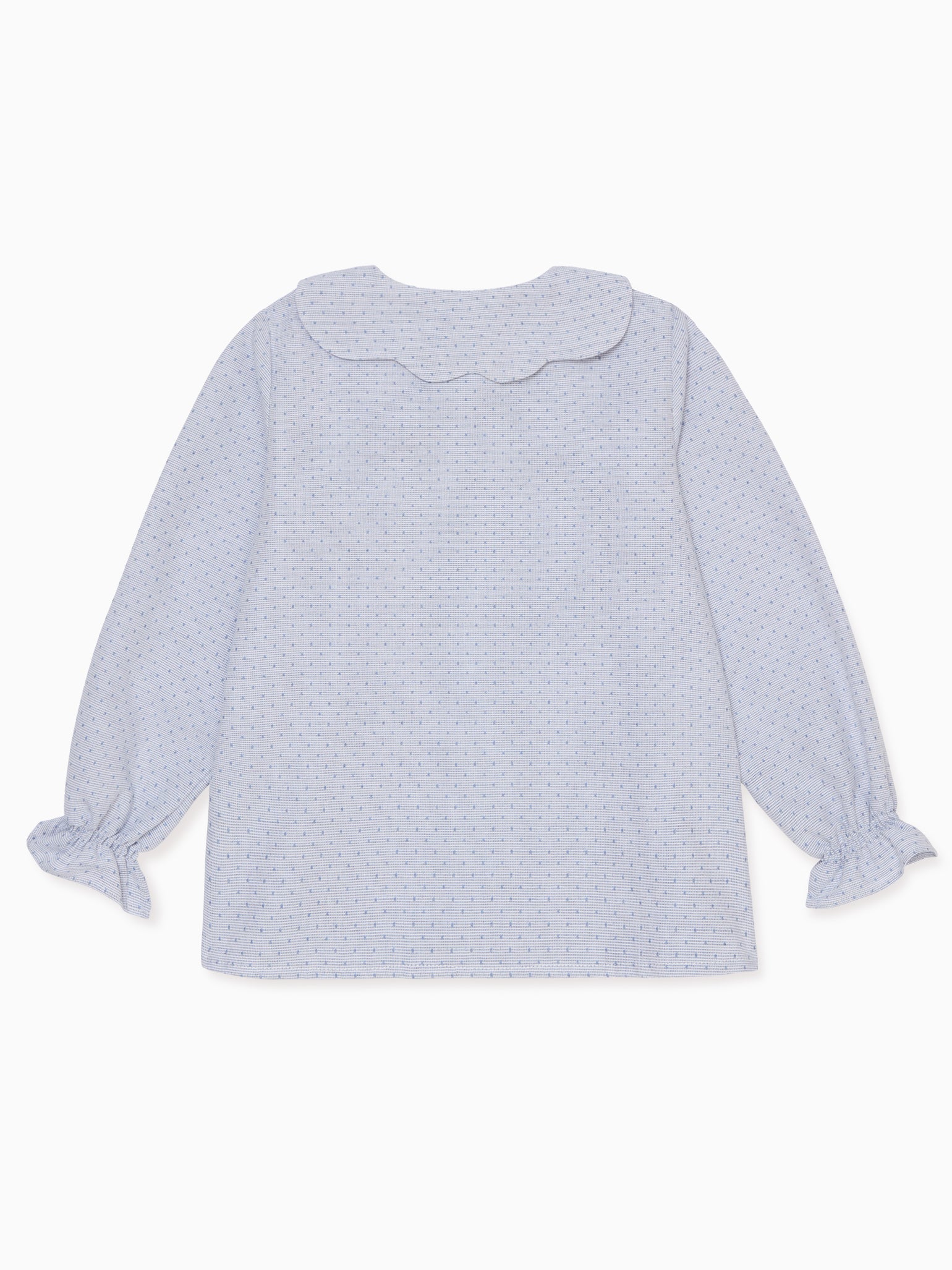 Light Blue Polka Dot Lara Long Sleeve Girl Shirt