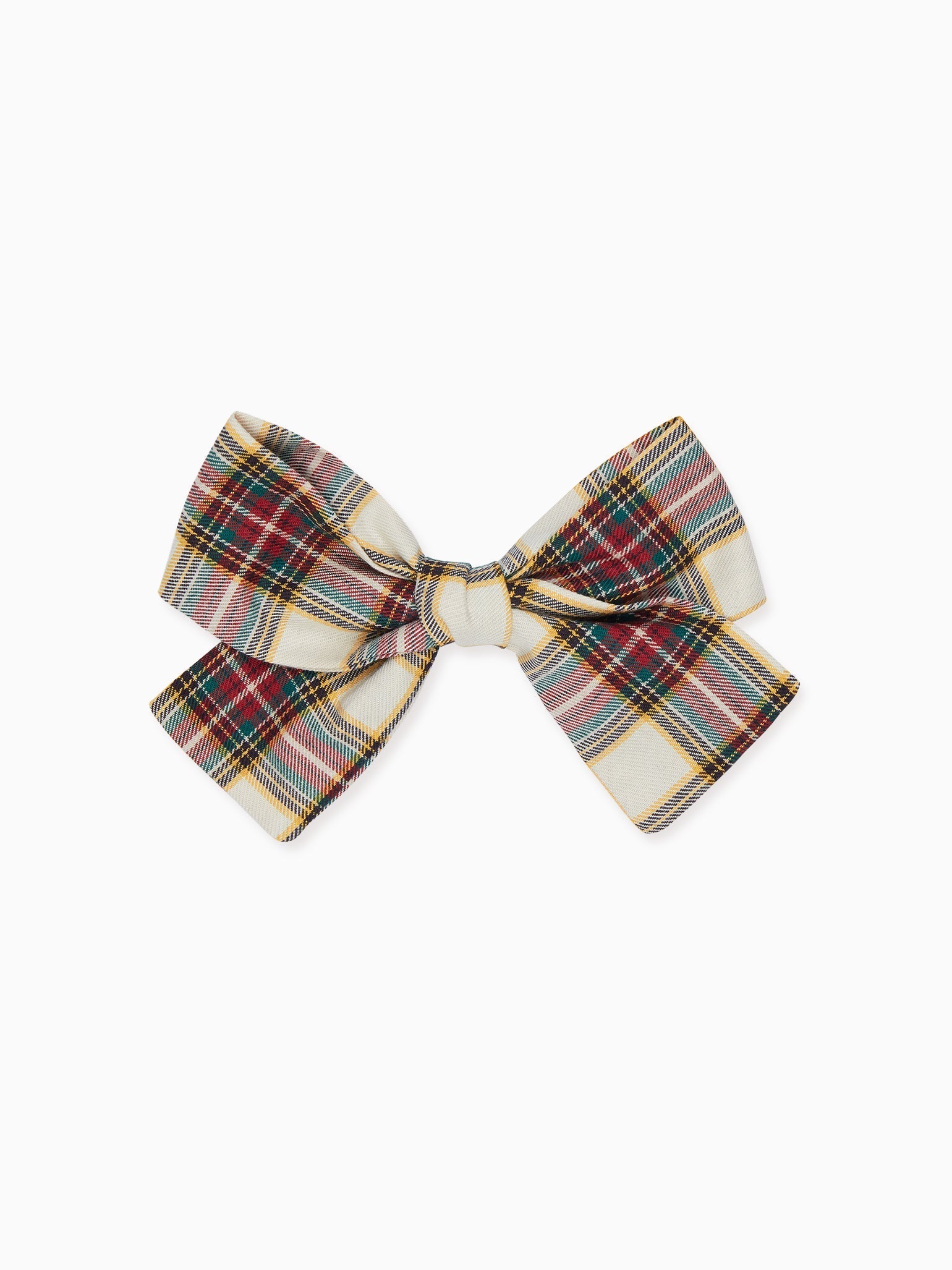 Ivory Tartan Large Bow Girl Clip