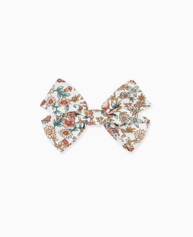 Terracotta Floral Large Bow Girl Clip