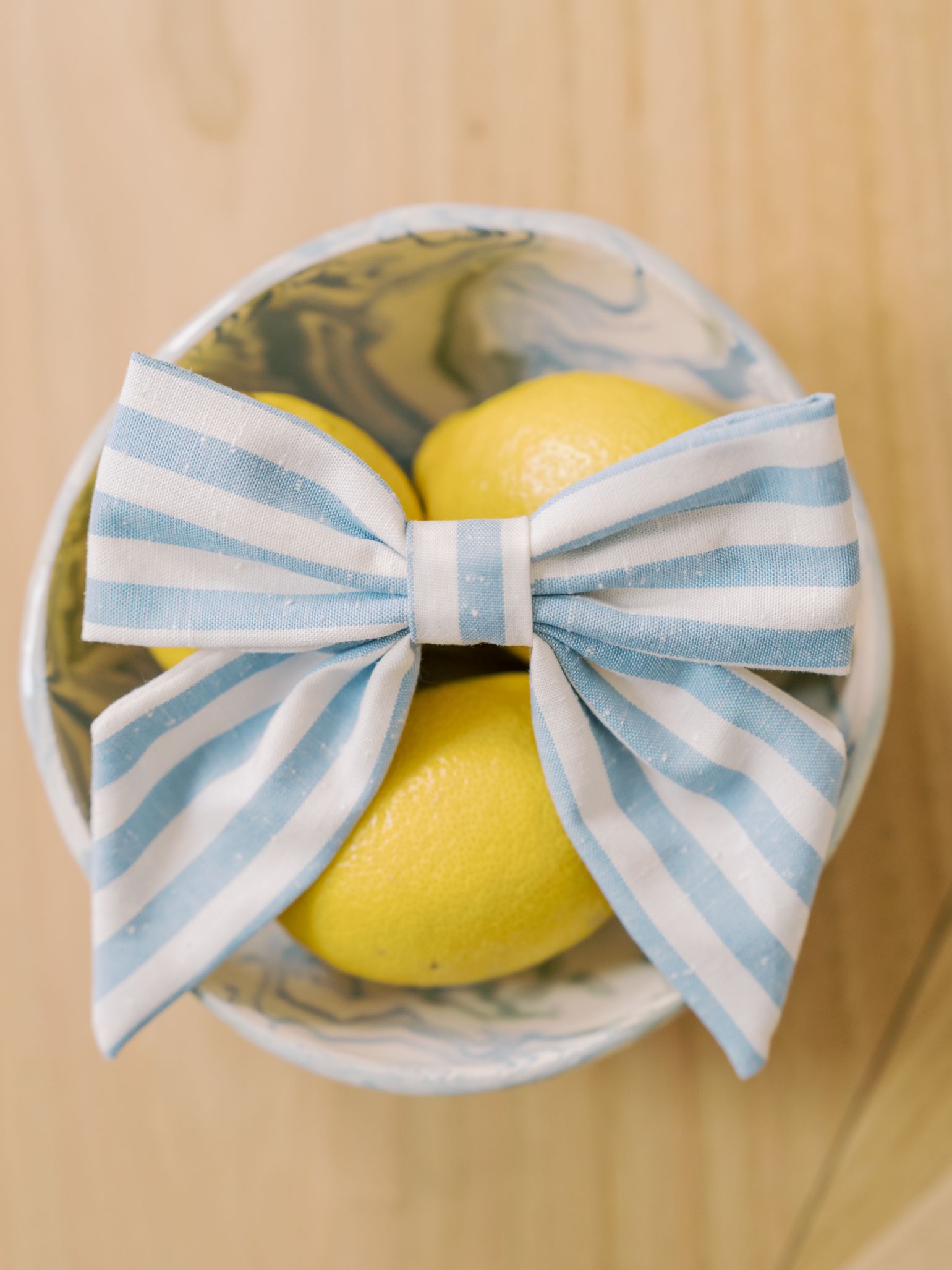 Blue Stripe Girl Large Bow Clip