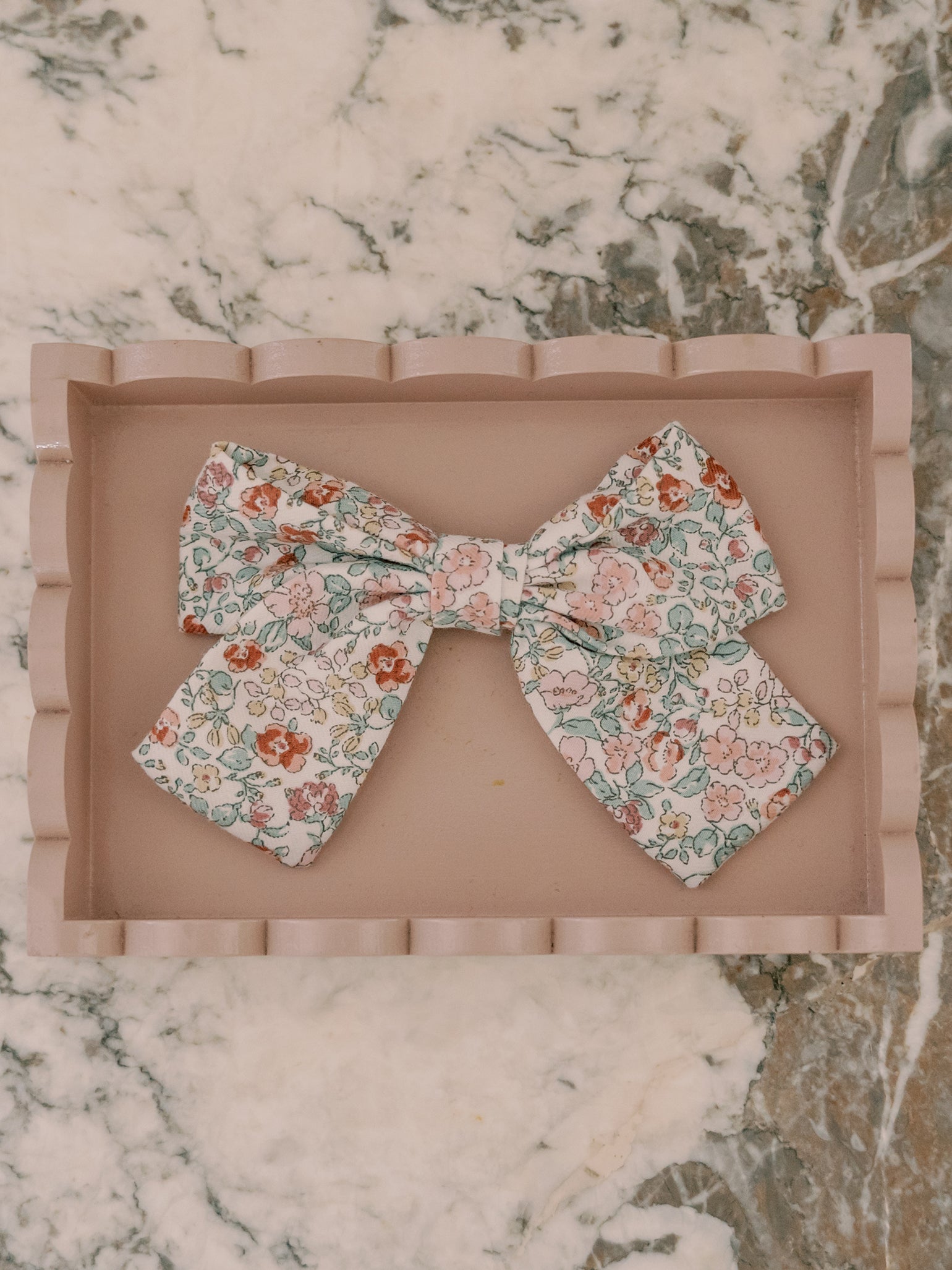 Ivory Floral Girl Large Bow Clip