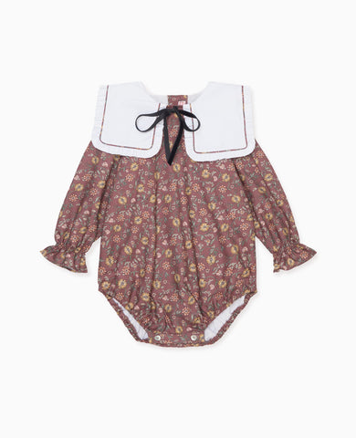 Burgundy Floral Laura Baby Girl Romper