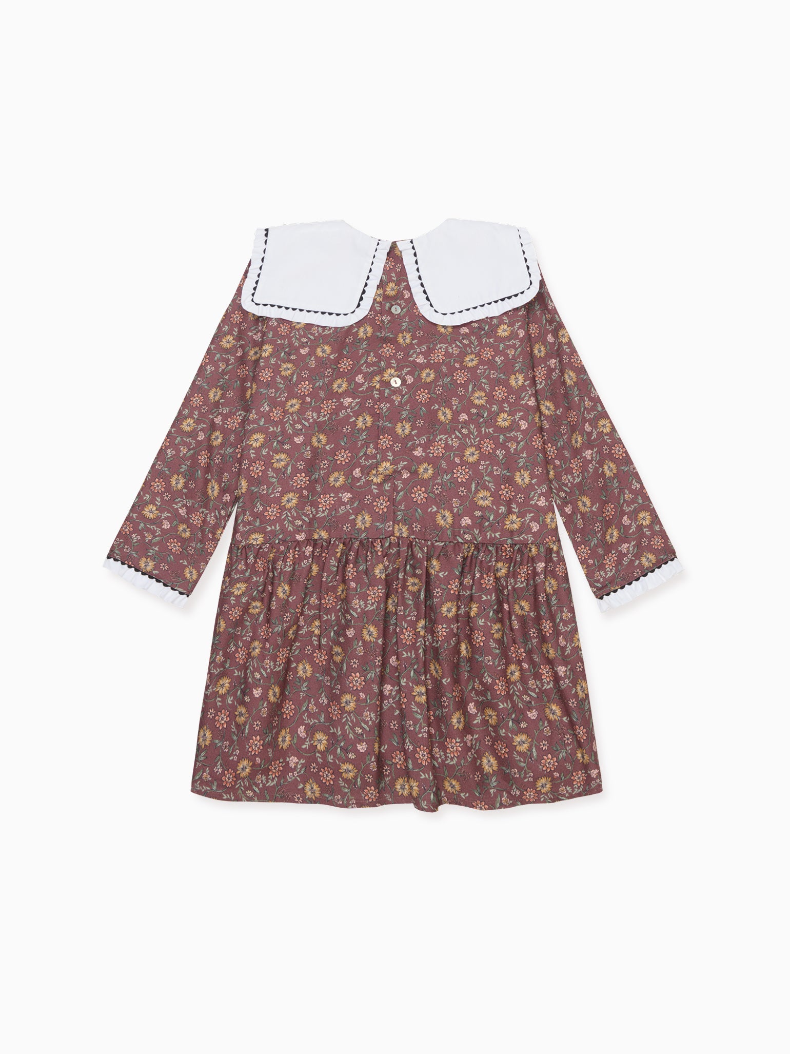 Burgundy Floral Laura Girl Drop Waist Dress