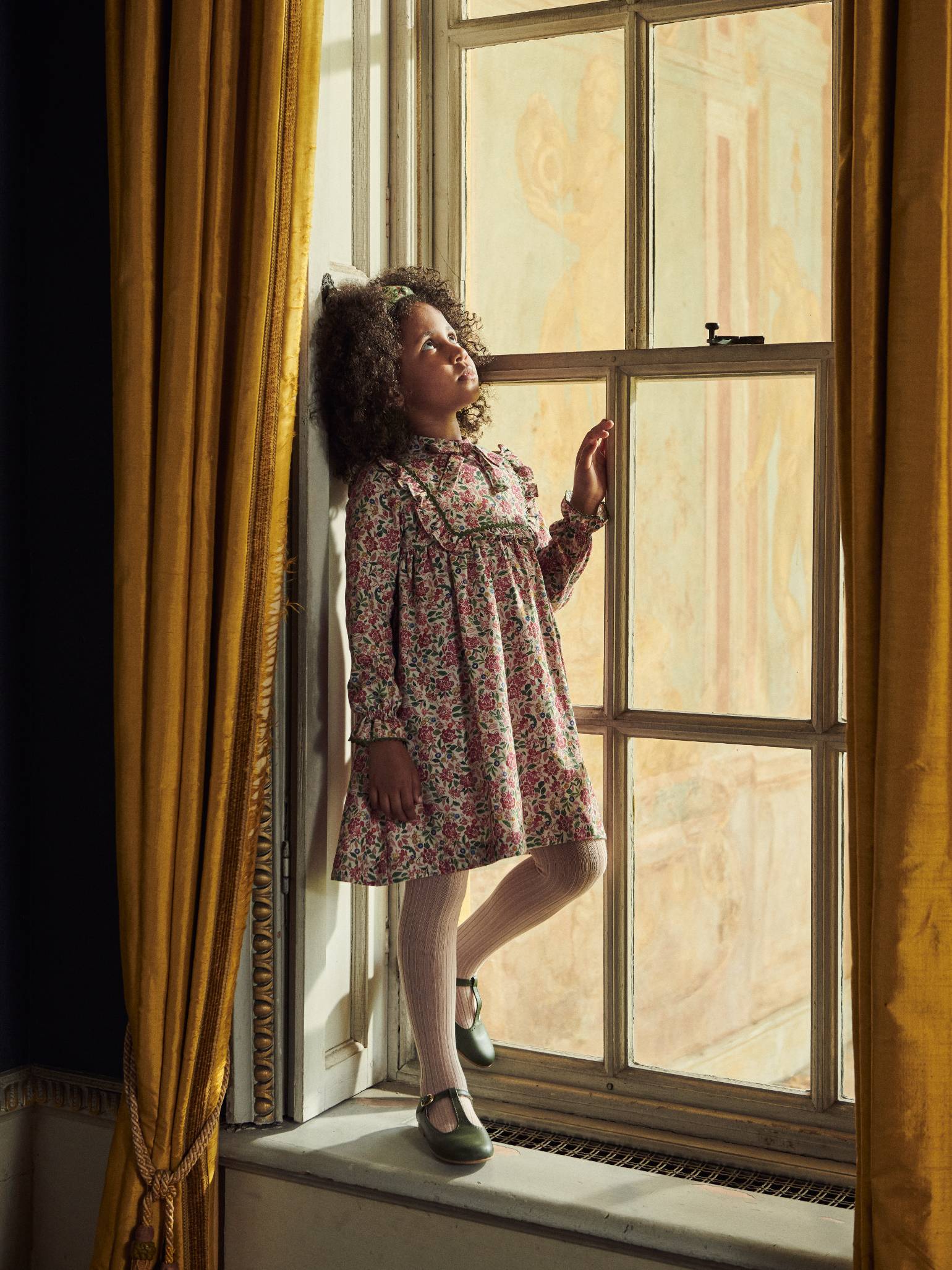 Pink Floral Laurelia Girl Empire Dress