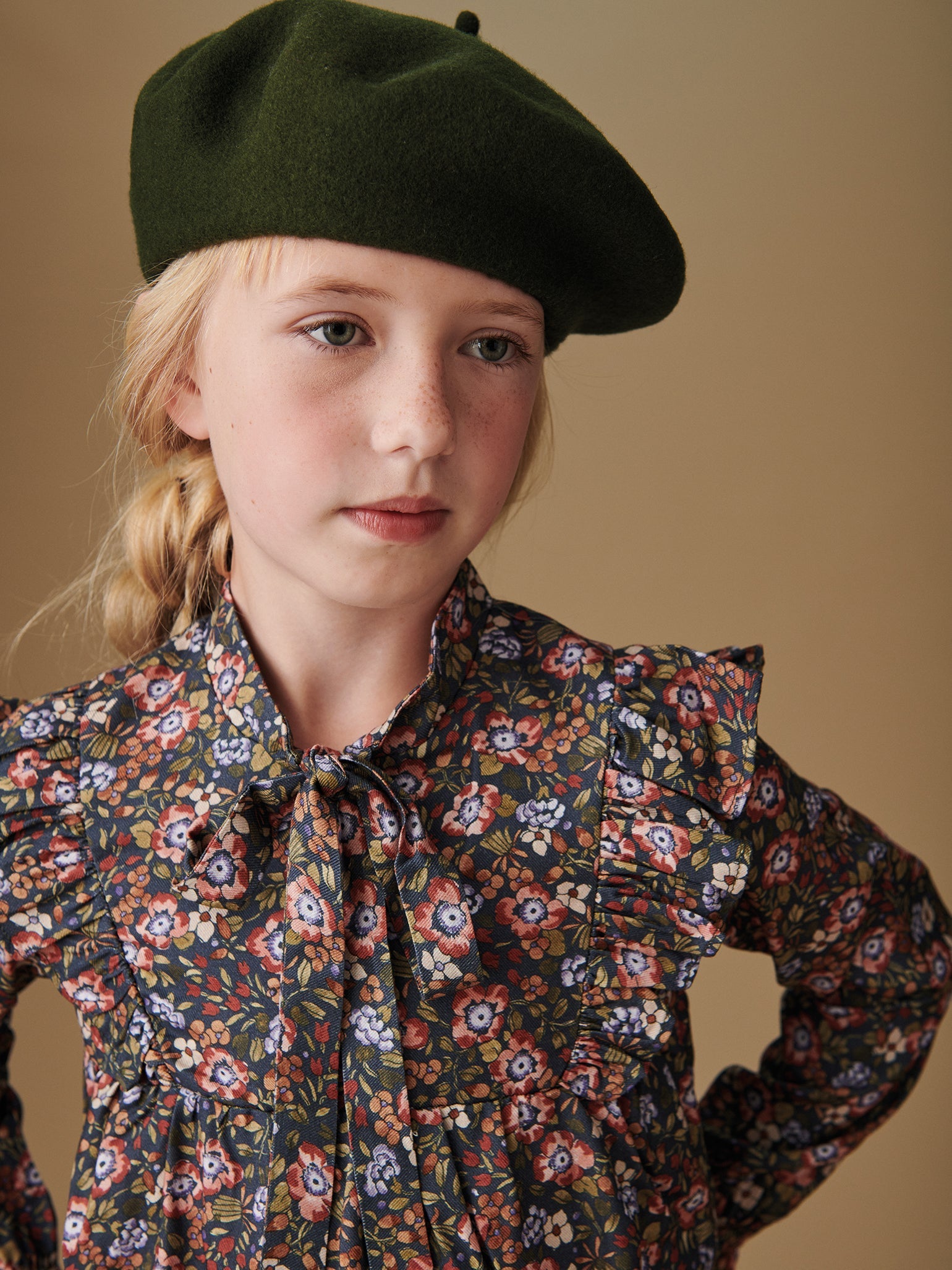 Navy Floral Laurelia Girl Empire Dress