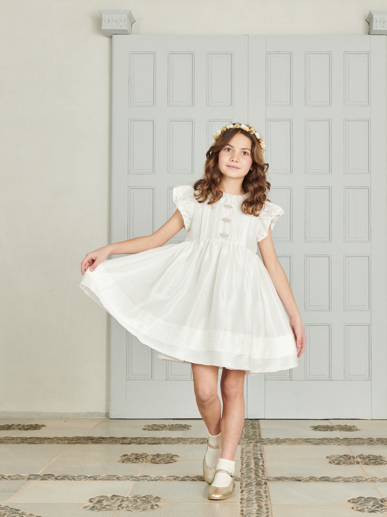 Ivory Lavinia Silk Ceremony Girl Dress