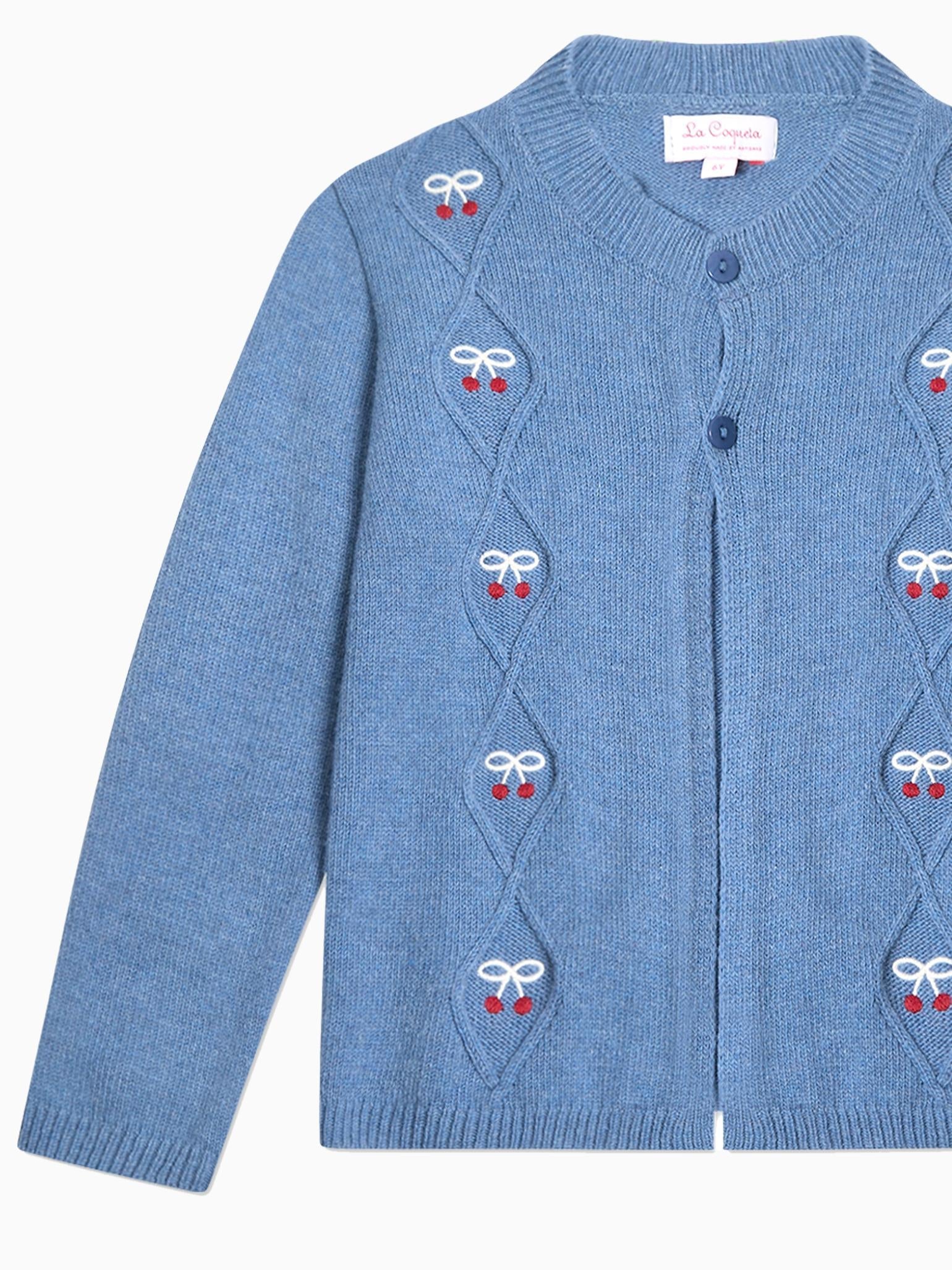 Blue Leanor Merino Girl Cardigan