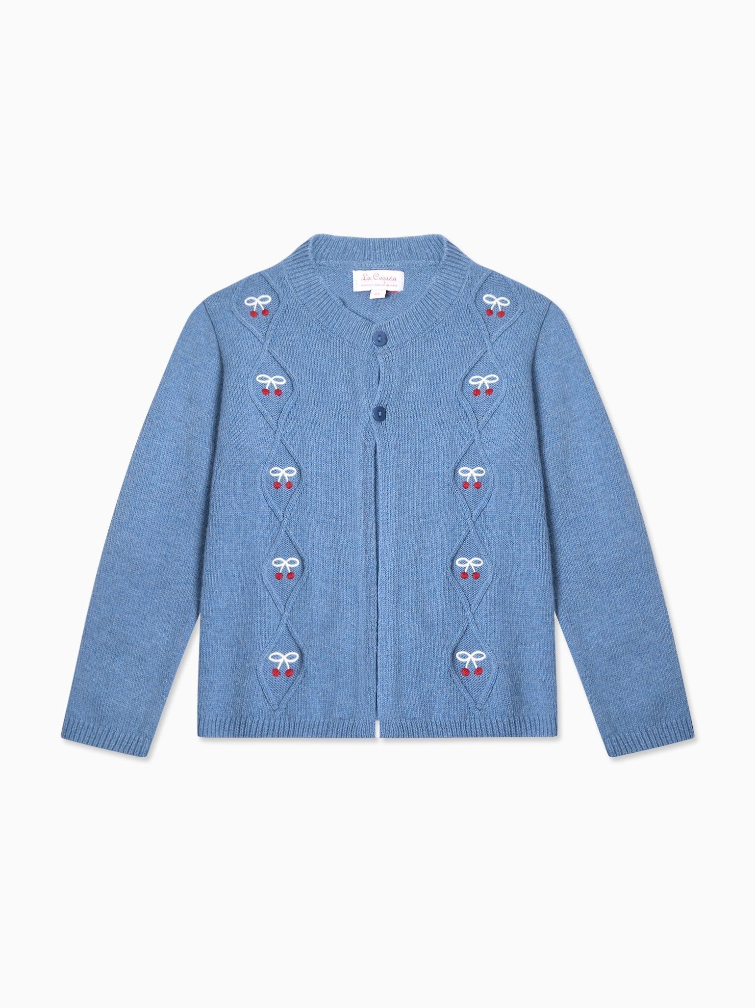Blue Leanor Merino Girl Cardigan