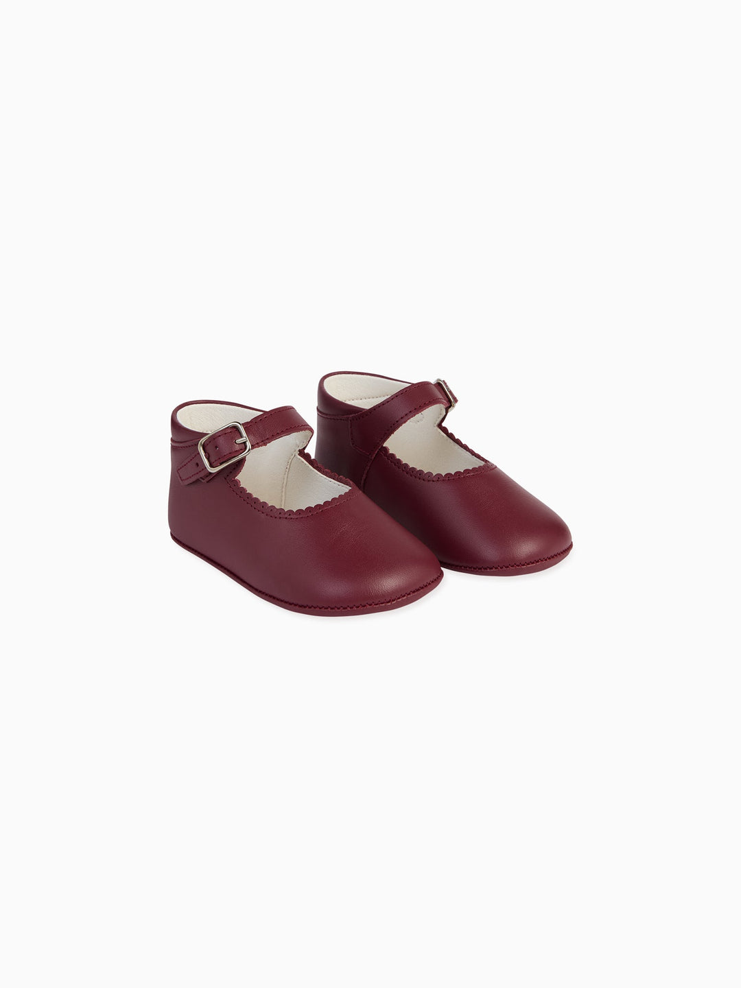 Burgundy Leather Baby Mary Jane Shoes | La Coqueta Kids UK