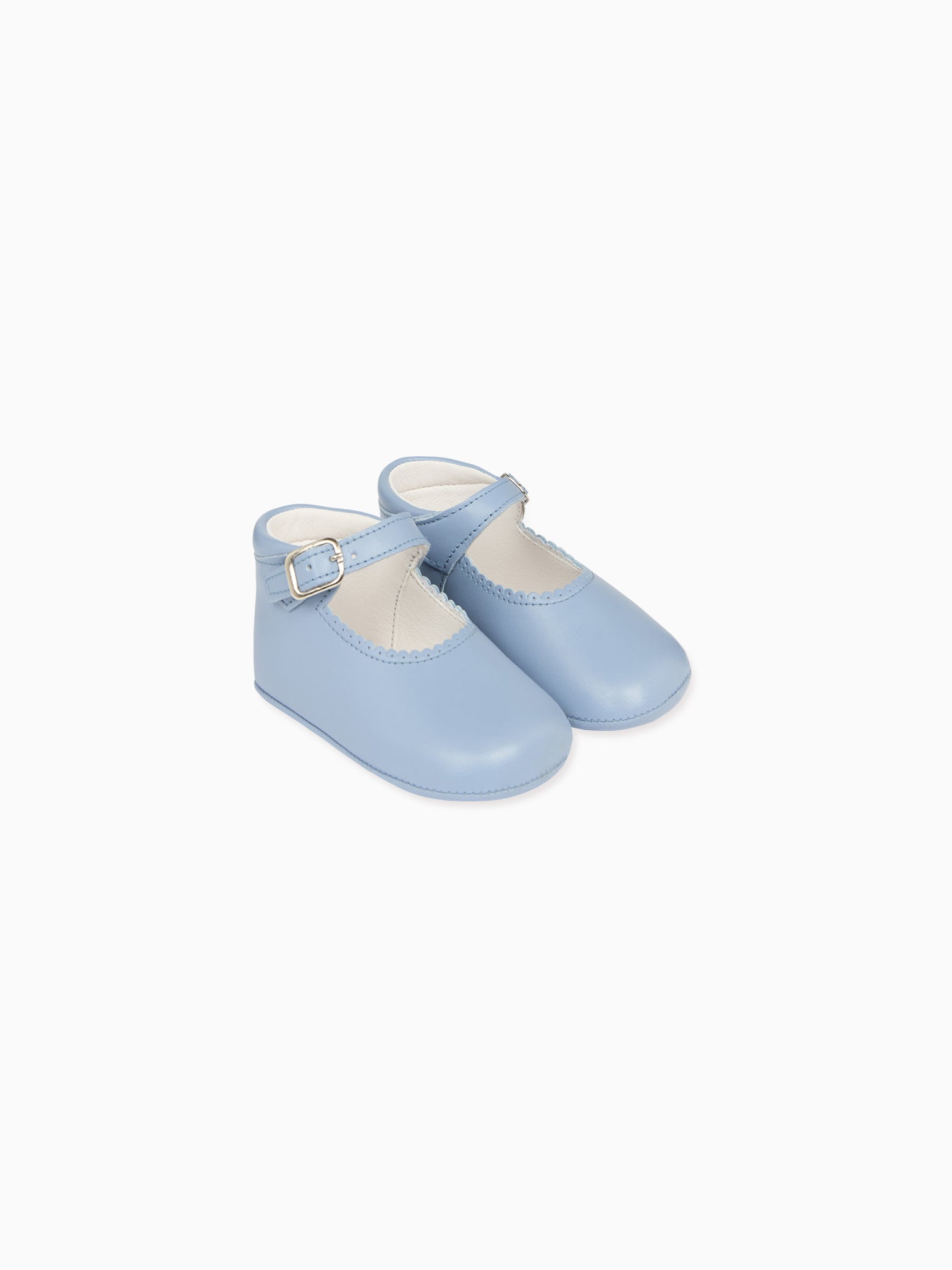 Dusty Blue Leather Baby Mary Jane Shoes