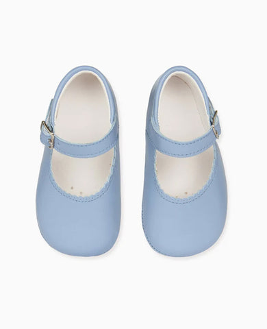 Dusty Blue Leather Baby Mary Jane Shoes