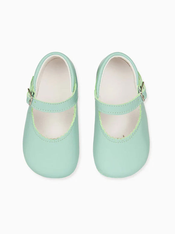 Pale Green Leather Baby Mary Jane Shoes