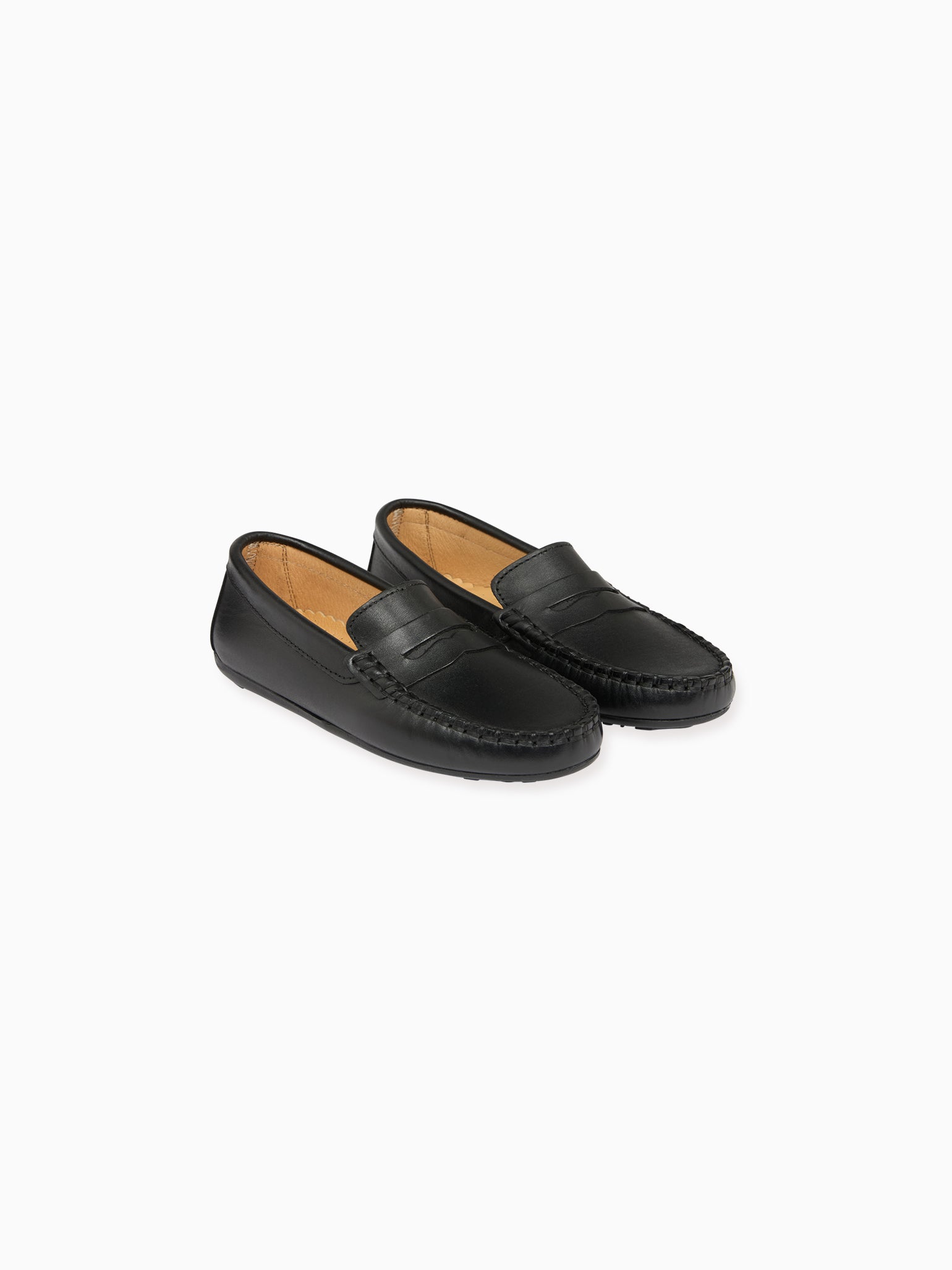 Black Leather Boy Loafer Shoes