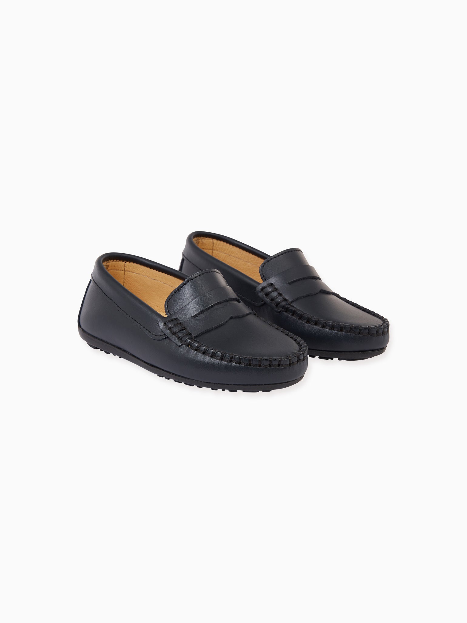 Navy Leather Boy Loafer Shoes