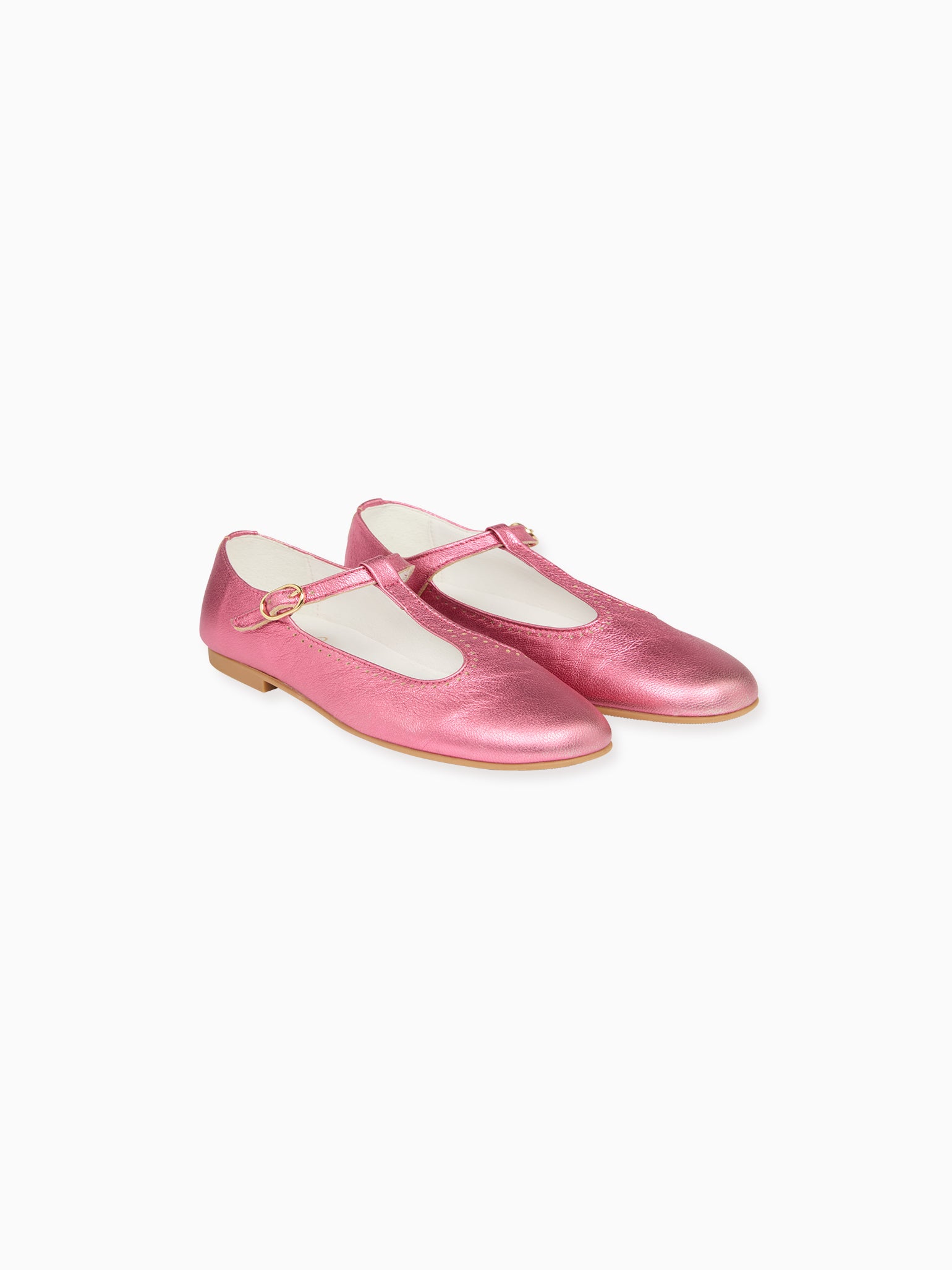 Metallic Fuchsia Leather Girl T-Bar Shoes