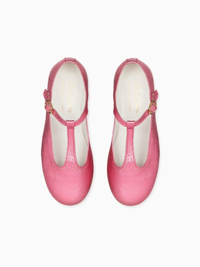 Metallic Pink Girl T-Bar Shoes