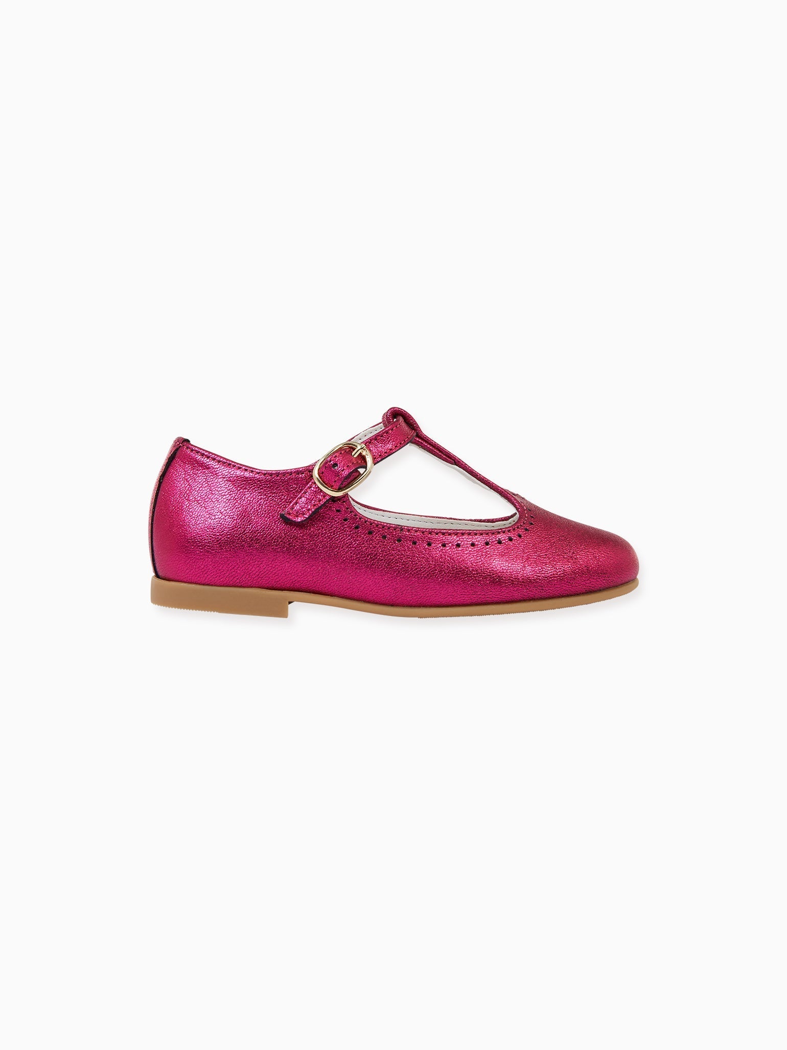 Metallic Fuchsia Leather Girl T-Bar Shoes