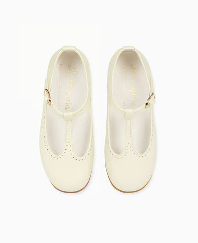 Ivory Leather Girl T-Bar Shoes