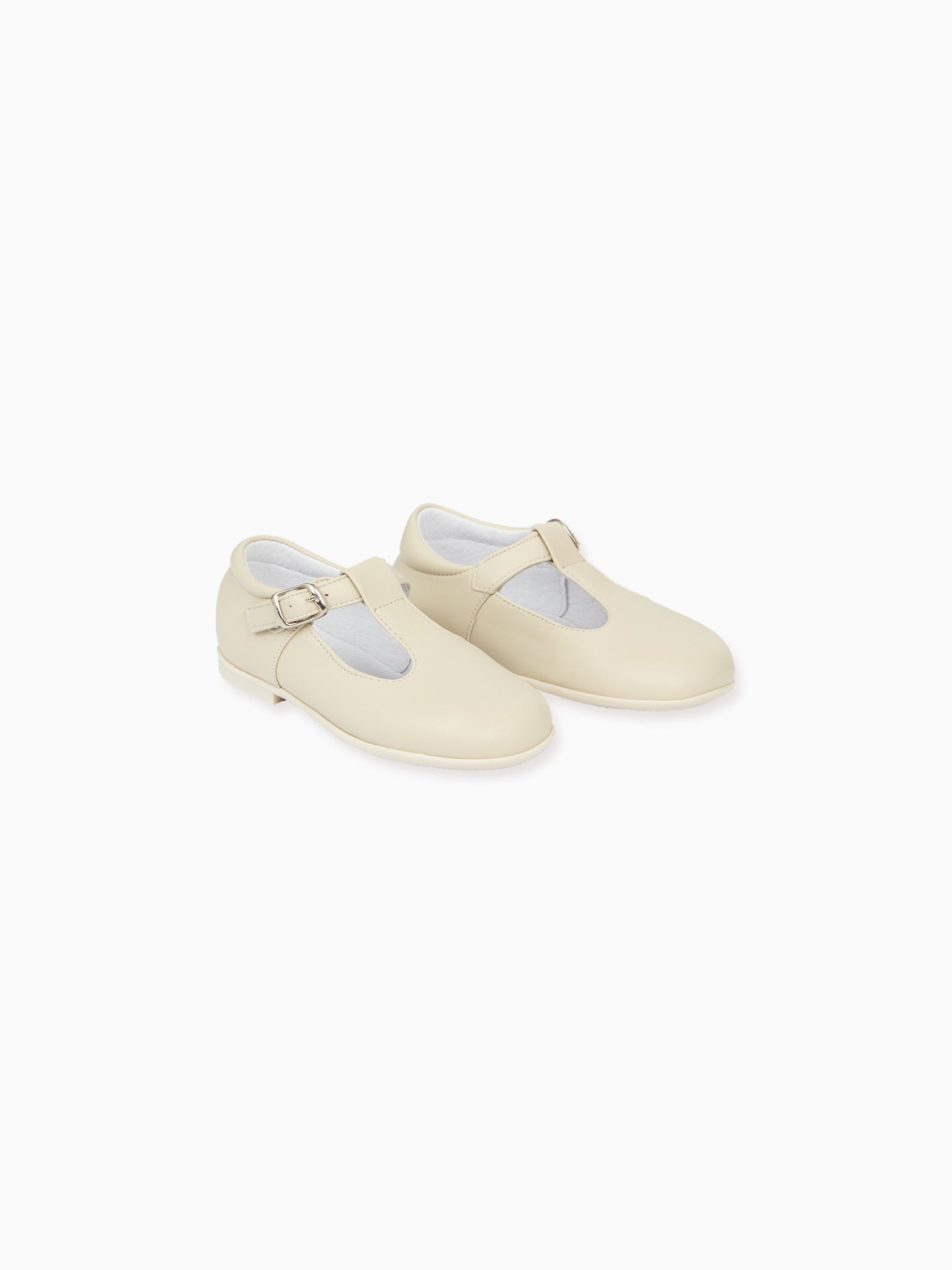 Ivory Leather Toddler T-Bar Shoes