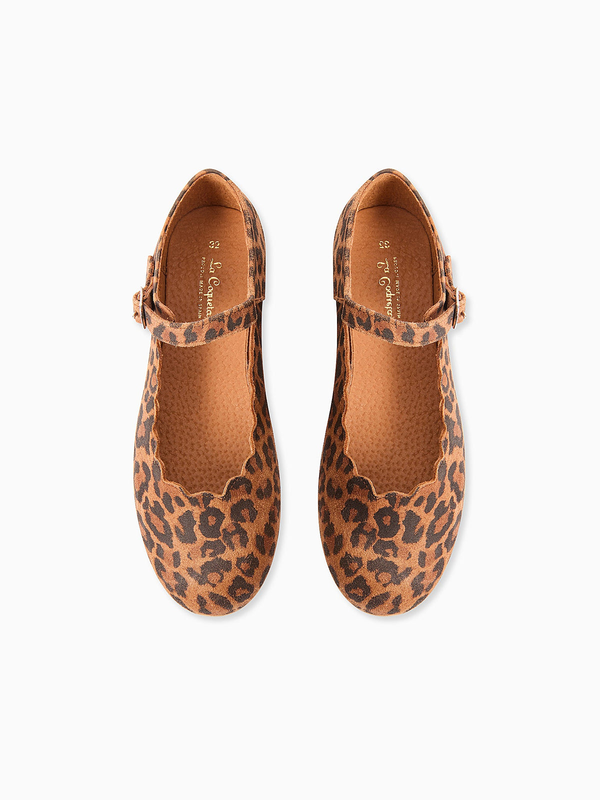 Leopard Leather Girl Scallop Mary Jane Shoes