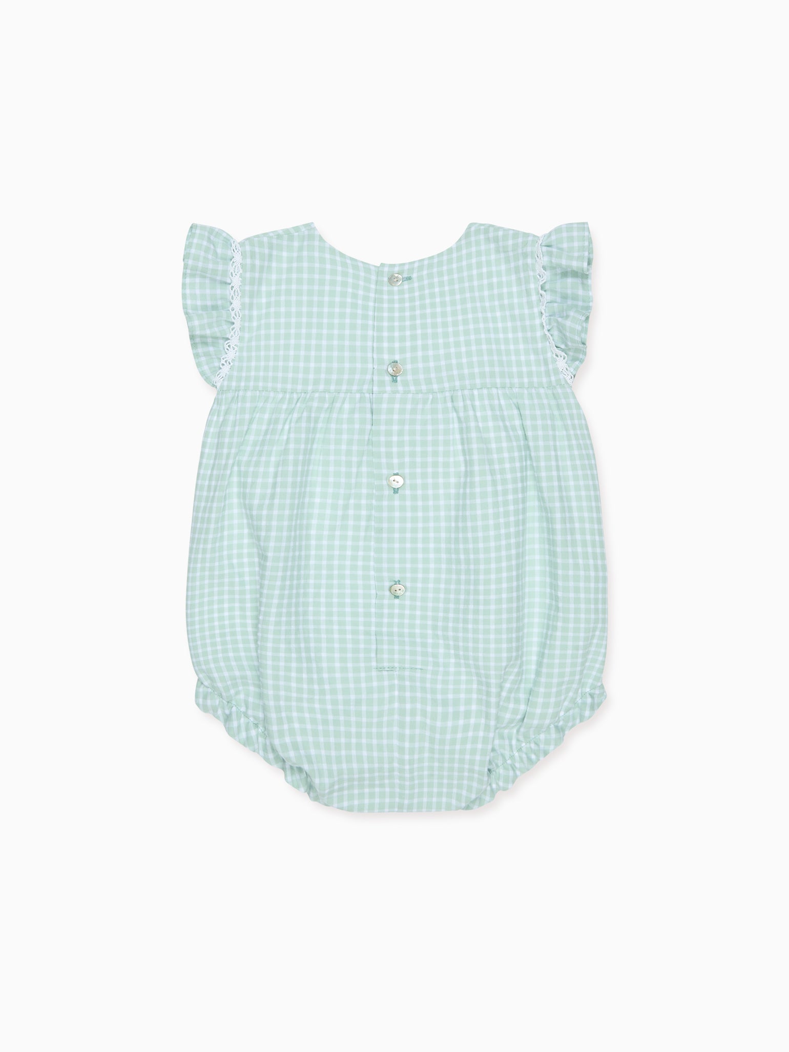 Sage Gingham Lenora Baby Girl Romper