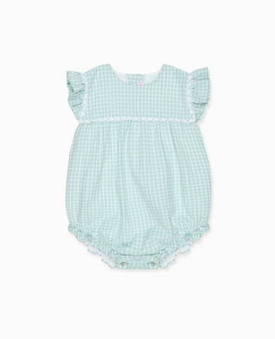 Sage Gingham Lenora Baby Girl Romper