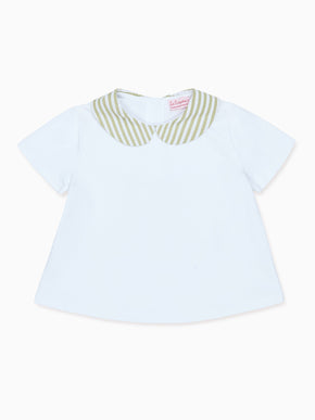 Olive Stripe Leo Baby Top