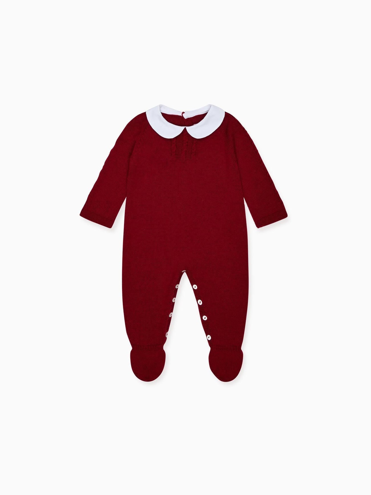 Burgundy Leon Merino Baby Knitted Playsuit